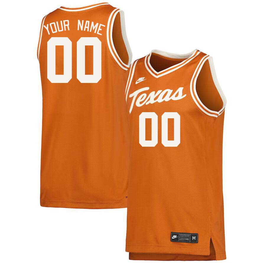 Custom Texas Longhorns Name And Number College Basketball Jerseys Stitched-Retro Orange